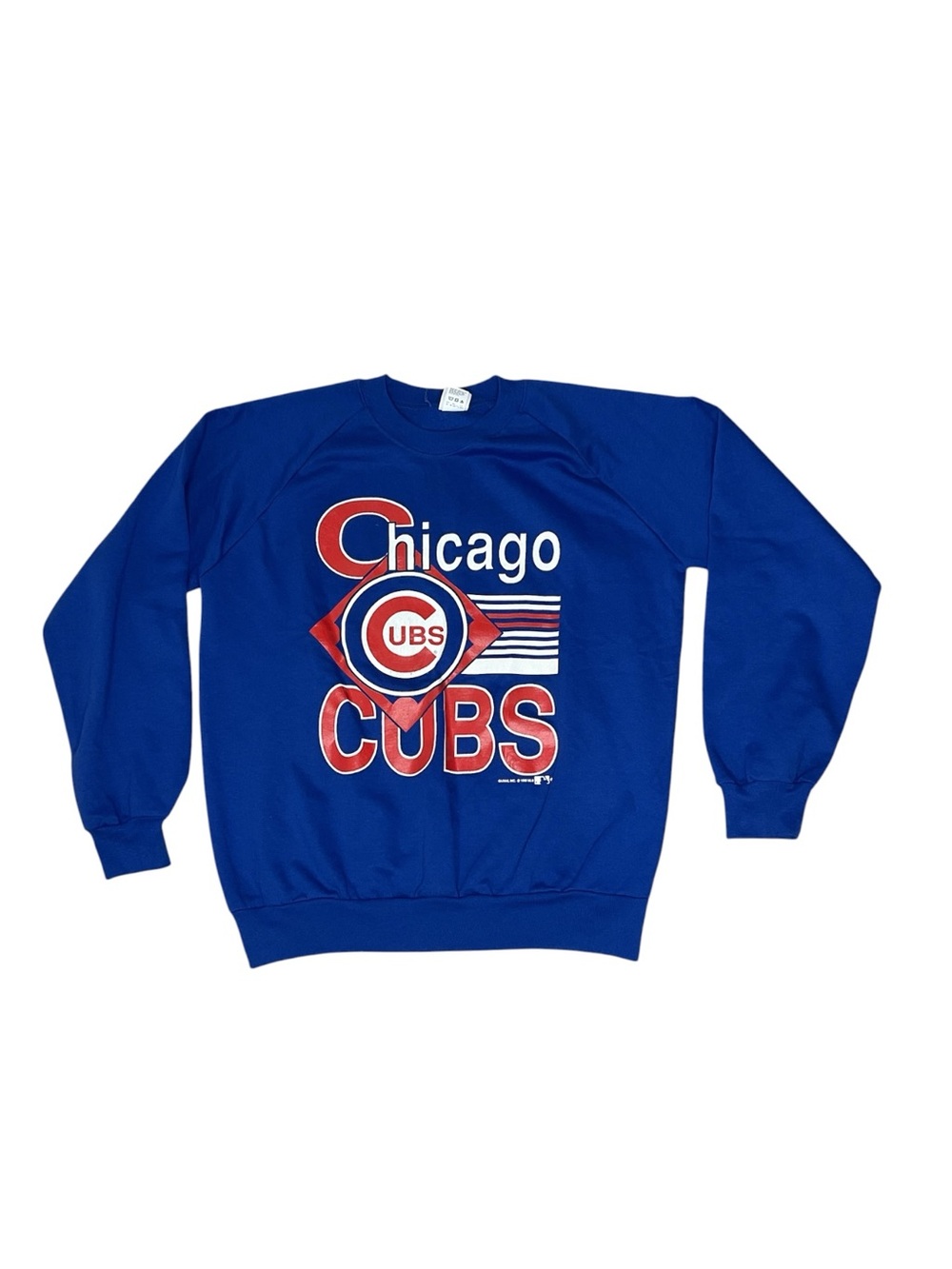 Vintage 1990 Chicago Cubs MLB Crewneck Sweatshirt USA Made Size L Blue - Picture 2 of 7